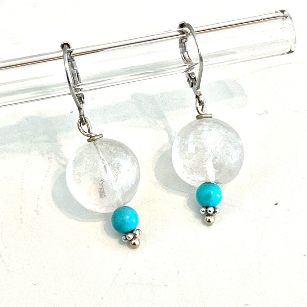 Vintage Genuine Turquoise and Quartz Earrings